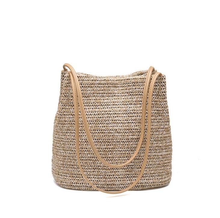 Bag straw woven fashion women shoulder tote handmade bag summer leisure ladies knitting handbag Feminine beach bags bolsos mujer - Mubimart