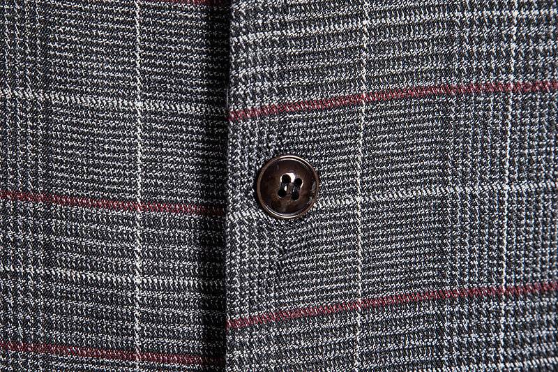 Men's Plaid Single Breasted Vest Style Suit - Mubimart