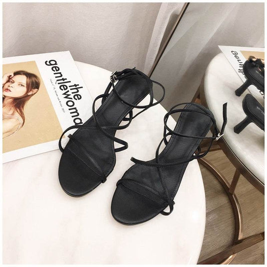 Cutout Roman Stiletto Heels - Mubimart