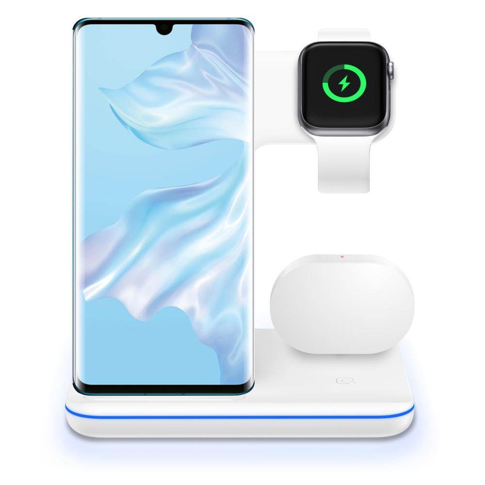 Compatible Mobile Phone Watch Earphone Wireless Charger 3 In 1 Wireless Charger Stand - Mubimart