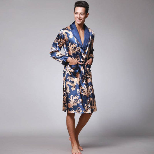 men silk robe - Mubimart
