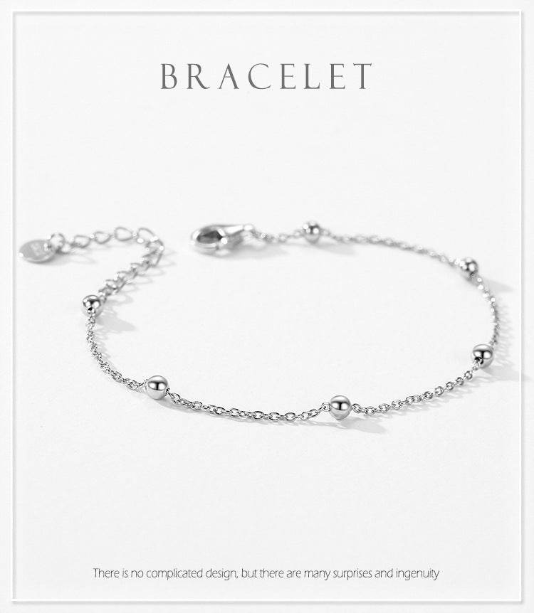 Sterling Silver Beaded Wire Bracelet For Women - Mubimart