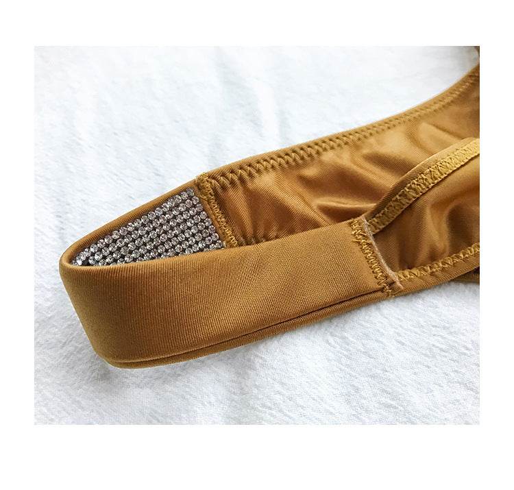 Rhinestone European And American Fitness Sports Hip Lifting Briefs Low Waist Comfort Fashion Hip Underwear For Women - Mubimart