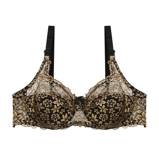 Women's Plus Size Lace Perspective Lingerie Fashion Bra - Mubimart