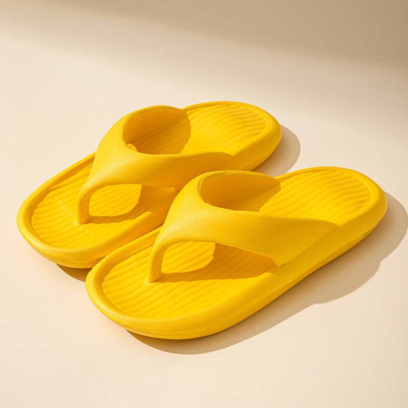 Solid Color Striped Texture Flip-Flops Slippers For Women Men Non-slip Wear-resistant House Shoes Summer Outdoor Beach Shoes Couple - Mubimart
