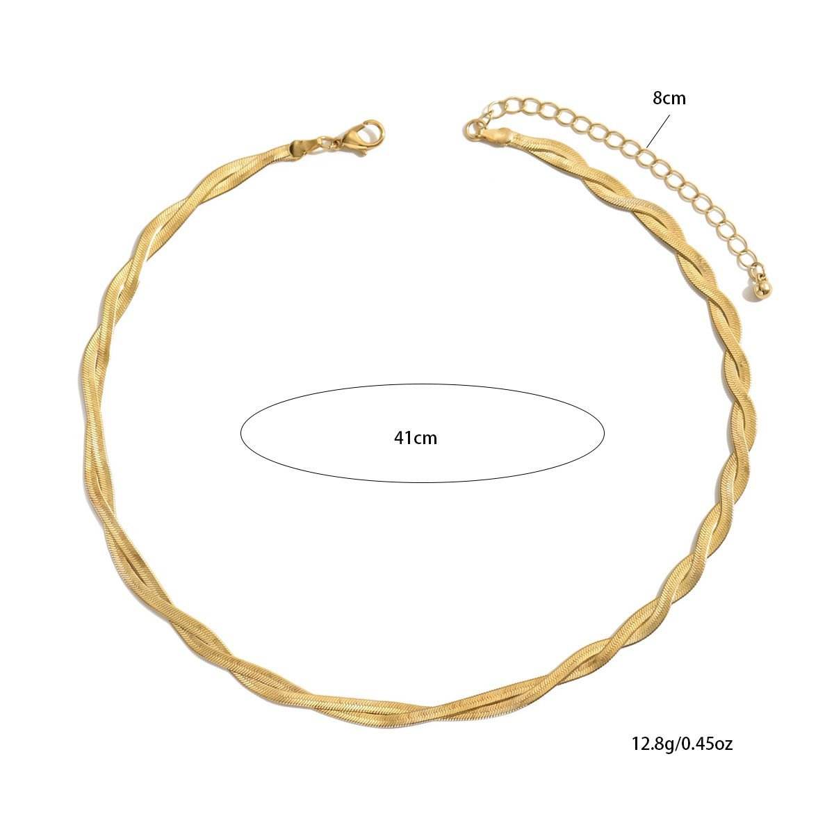 Elegant Gold-Tone Twisted Chain Choker Necklace For Women - Mubimart