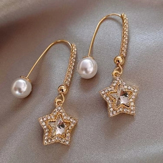 Five-pointed Star-shaped Crystal Earrings Fashion And Fully-jewelled Earrings