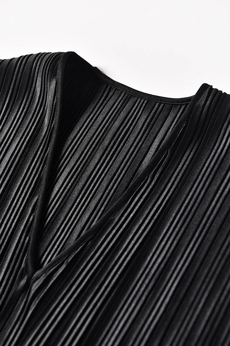 Vintage Inspired Pleated Midi Dress - Mubimart