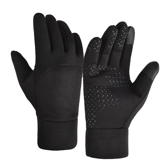 Winter Men Gloves Touch Screen Windproof Waterproof Brushed Gloves For Outdoor Sports Activities Skiing Black L - Mubimart