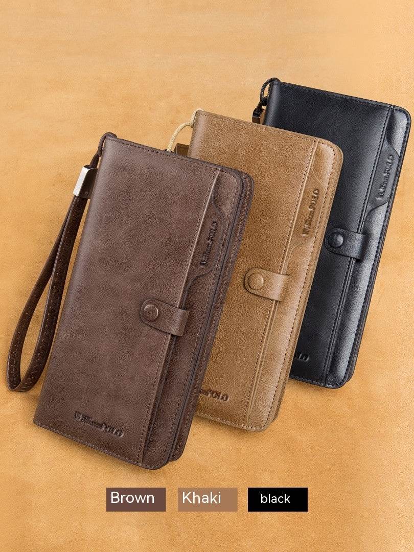 Men's Long Wallet Genuine Leather Wallet - Mubimart