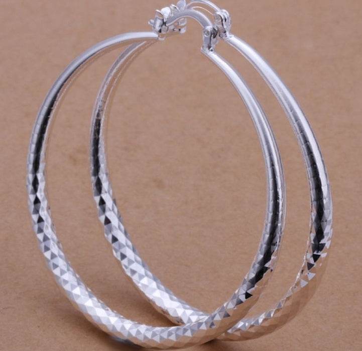 925 Silver Exaggerated Large Hoop Earrings Hoop Earrings - Mubimart