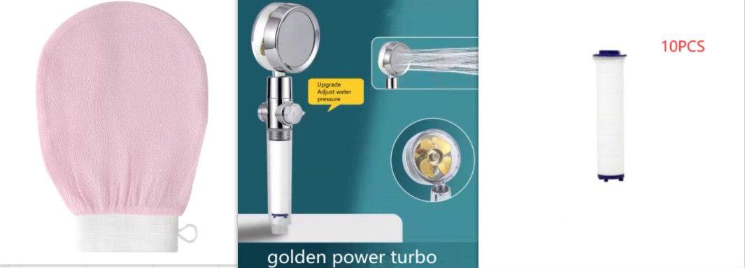 Shower Head Water Saving Flow 360 Degrees Rotating With Small Fan ABS Rain High Pressure Spray Nozzle Bathroom Accessories - Mubimart