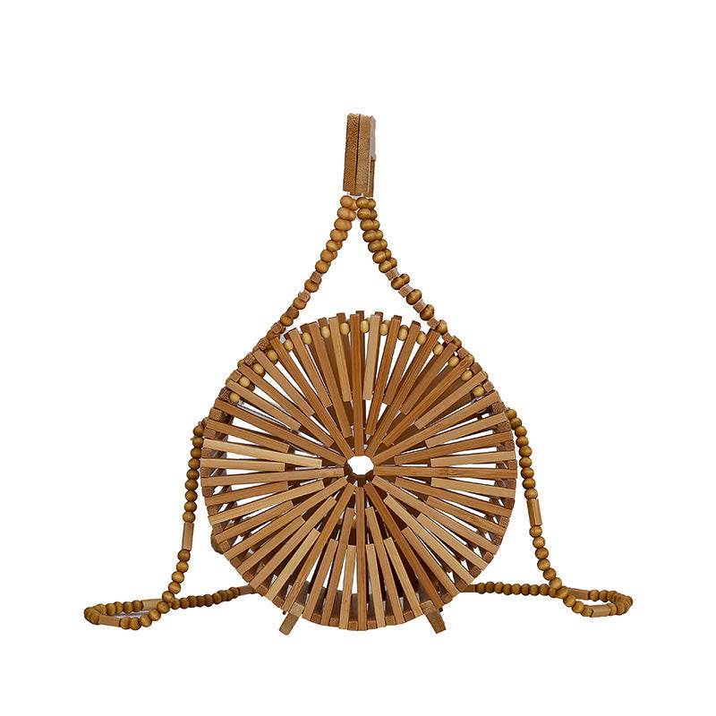 Bamboo Woven Bag Rattan Creative Beach Handbag Women - Mubimart