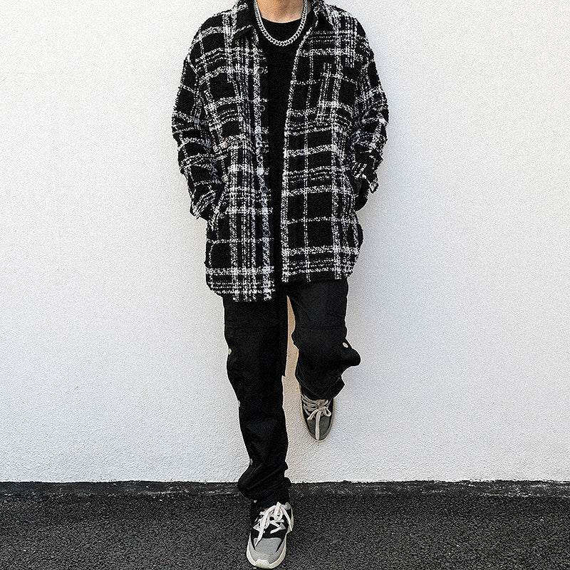 Plaid Padded Woolen Shirt Jacket - Mubimart