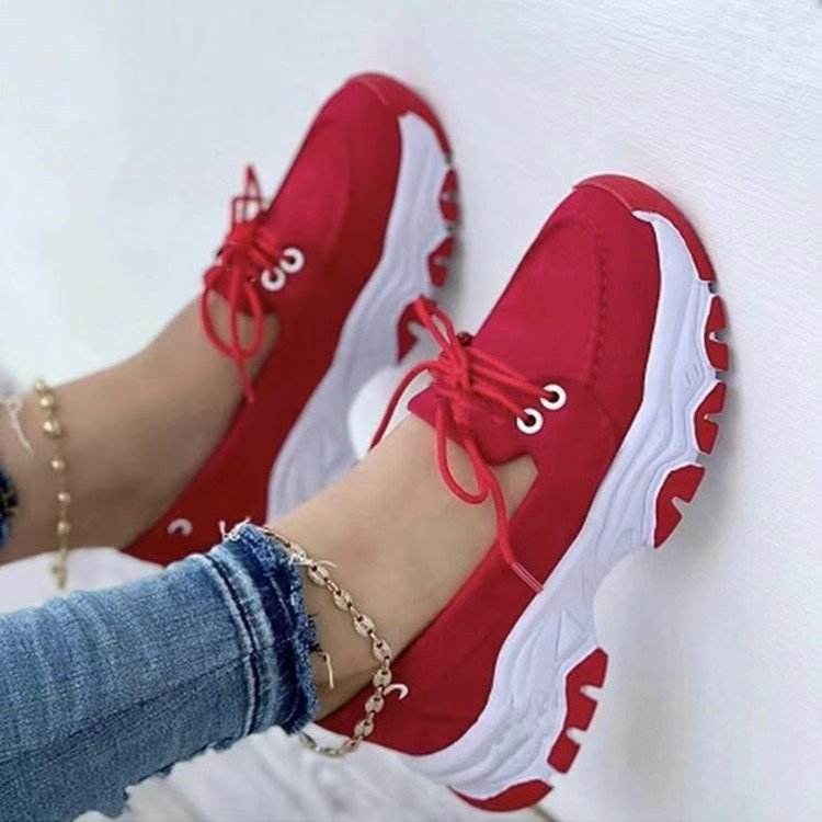 Lace-up Sneakers For Women Running Walking Sports Chunky Shoes - Mubimart