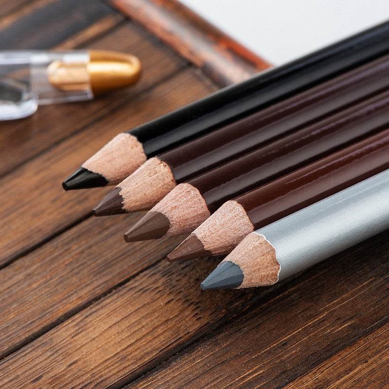 Wooden Sharpened Eyebrow Pencil With Knife Waterproof Sweat-proof Eyeliner - Mubimart