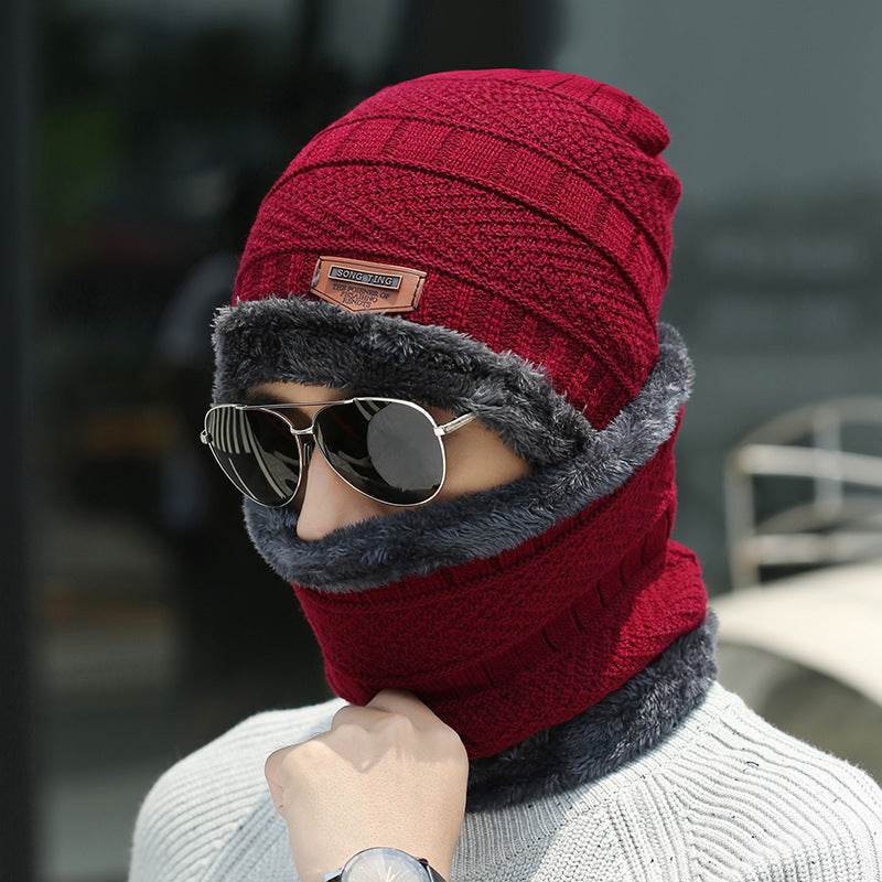 Winter Beanie Hat Scarf Set Warm Knit Hat Thick Fleece Lined Winter Hat Neck Warmer For Men Women - Mubimart