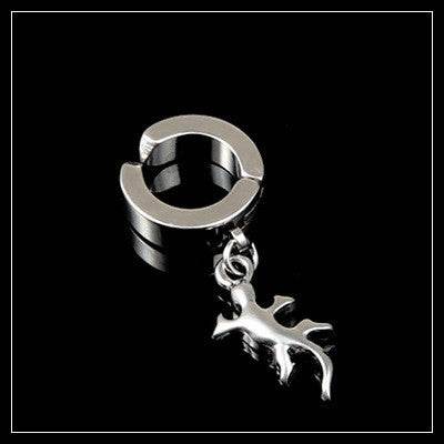 Tassel Black Earrings Without Pierced Cross Wolf Men And Women Tide Earrings - Mubimart