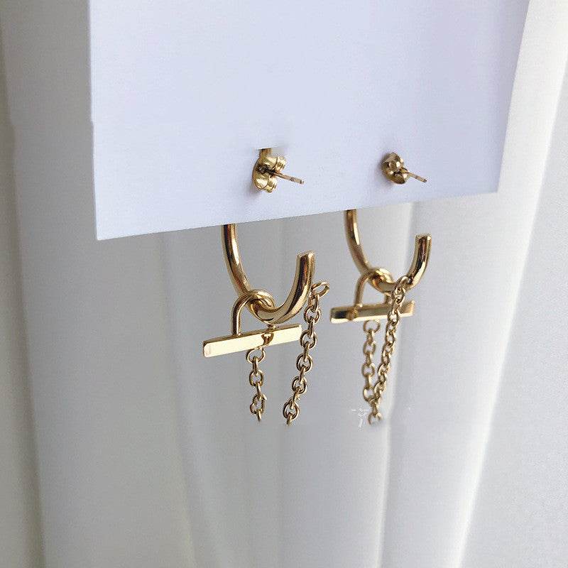 European And American Ring Tassel Hoop Hoop Earrings Chain - Mubimart