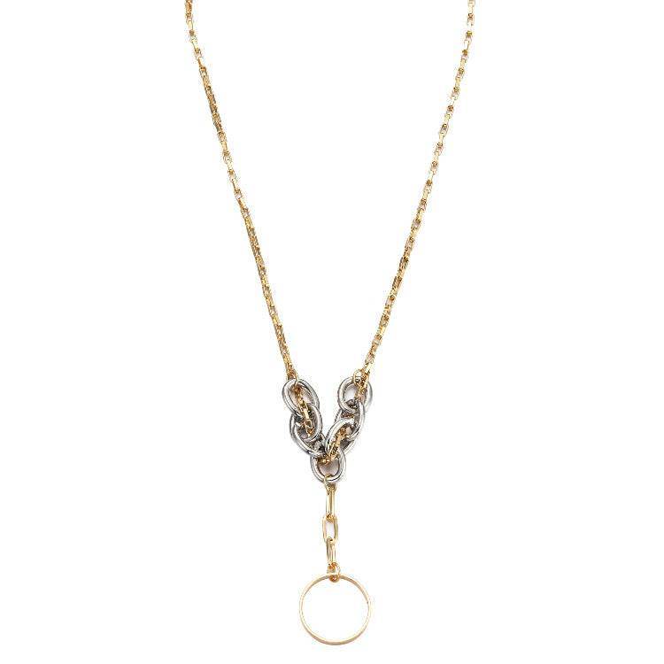 Sexy Chain Necklace Punk Exaggerated Sweater Chain Double Ring Pendant Necklace Men And Women Clavicle Chain - Mubimart