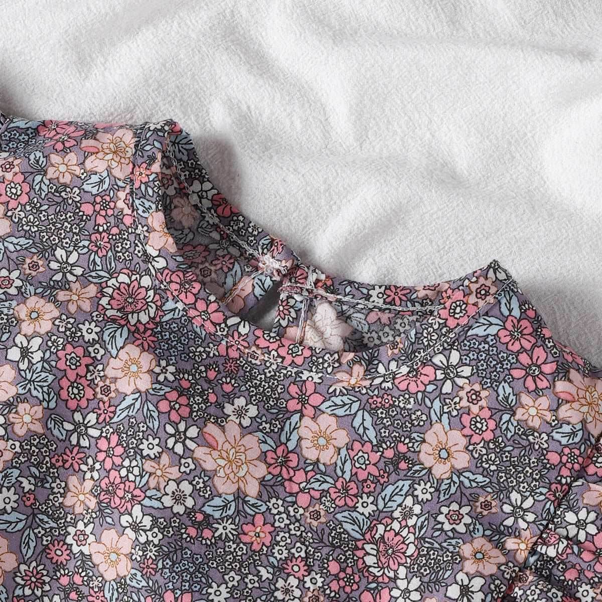 2-Piece Set Of Ruffles And Headband Jumpsuit With Ruffle Sleeves Printed Floral Baby Girl Summer Dress - Mubimart