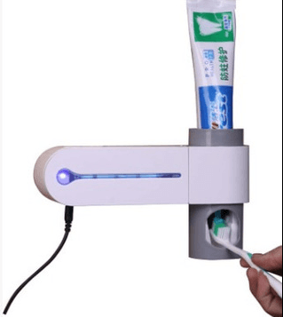 2-in-1 UV disinfection toothbrush holder Automatic toothpaste holder Washing disinfection toothbrush holder set - Mubimart