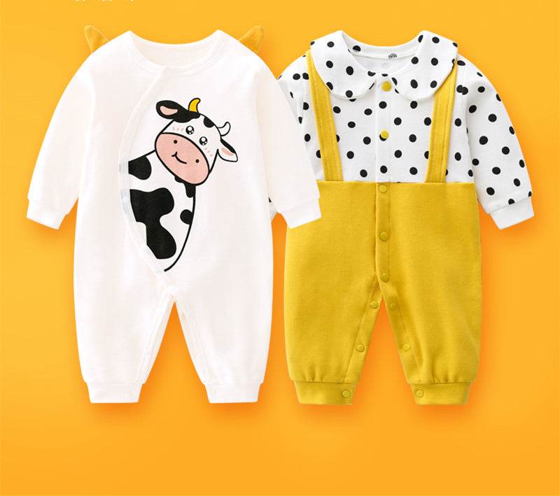 2-piece Newborn Baby Summer Baby Romper Long-sleeved Romper Newborn Baby Jumpsuit - Mubimart