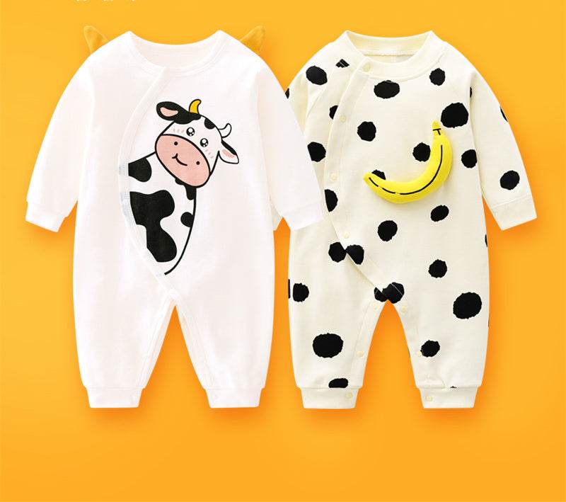 2-piece Newborn Baby Summer Baby Romper Long-sleeved Romper Newborn Baby Jumpsuit - Mubimart