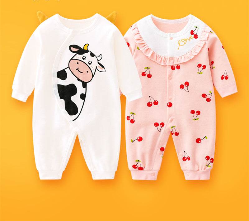 2-piece Newborn Baby Summer Baby Romper Long-sleeved Romper Newborn Baby Jumpsuit - Mubimart
