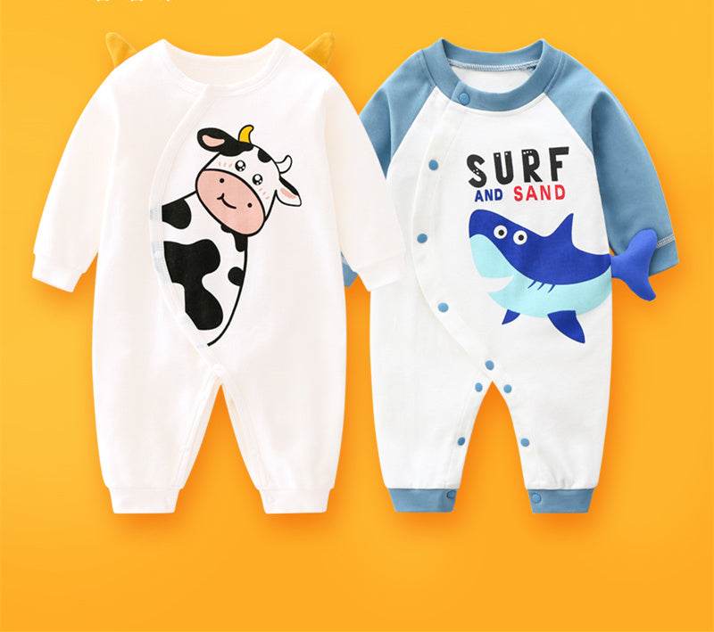 2-piece Newborn Baby Summer Baby Romper Long-sleeved Romper Newborn Baby Jumpsuit - Mubimart