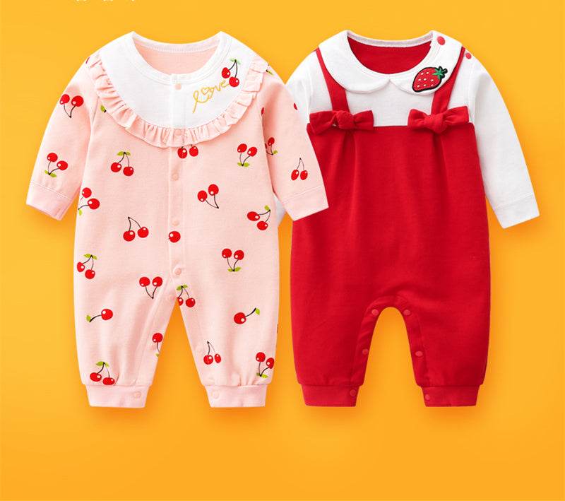 2-piece Newborn Baby Summer Baby Romper Long-sleeved Romper Newborn Baby Jumpsuit - Mubimart
