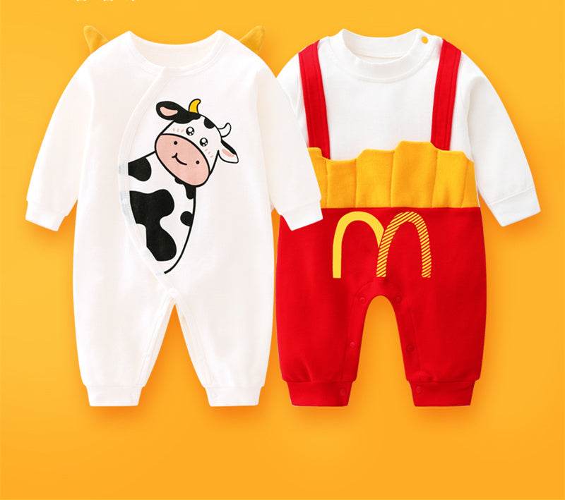 2-piece Newborn Baby Summer Baby Romper Long-sleeved Romper Newborn Baby Jumpsuit - Mubimart