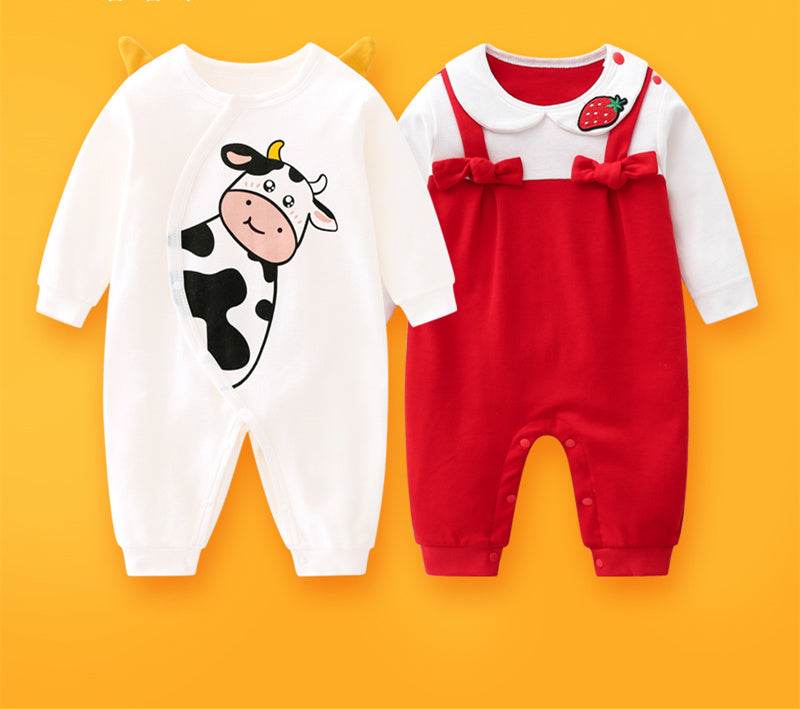 2-piece Newborn Baby Summer Baby Romper Long-sleeved Romper Newborn Baby Jumpsuit - Mubimart