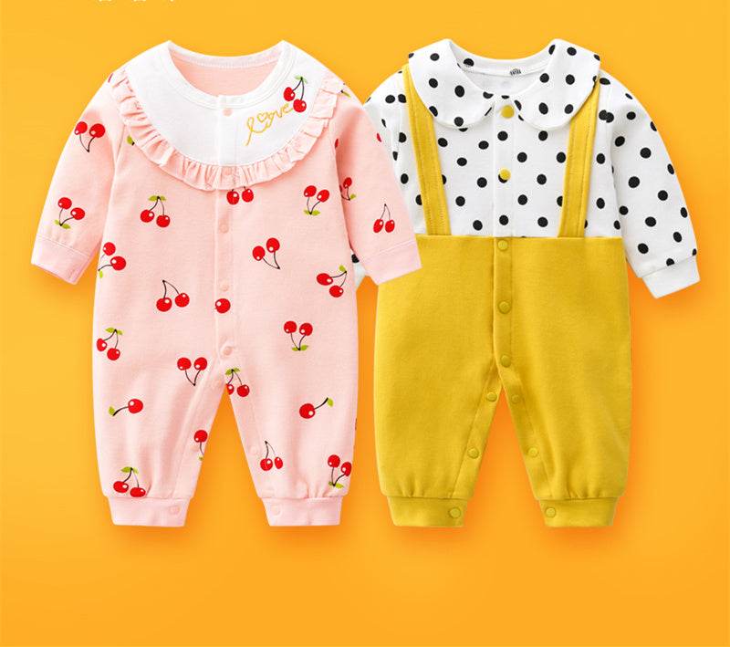 2-piece Newborn Baby Summer Baby Romper Long-sleeved Romper Newborn Baby Jumpsuit - Mubimart