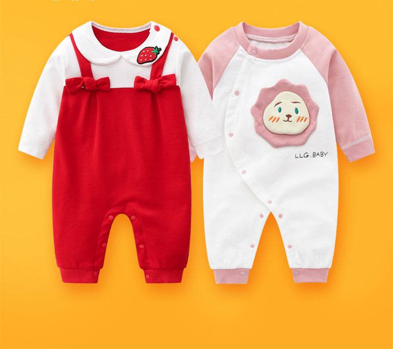 2-piece Newborn Baby Summer Baby Romper Long-sleeved Romper Newborn Baby Jumpsuit - Mubimart
