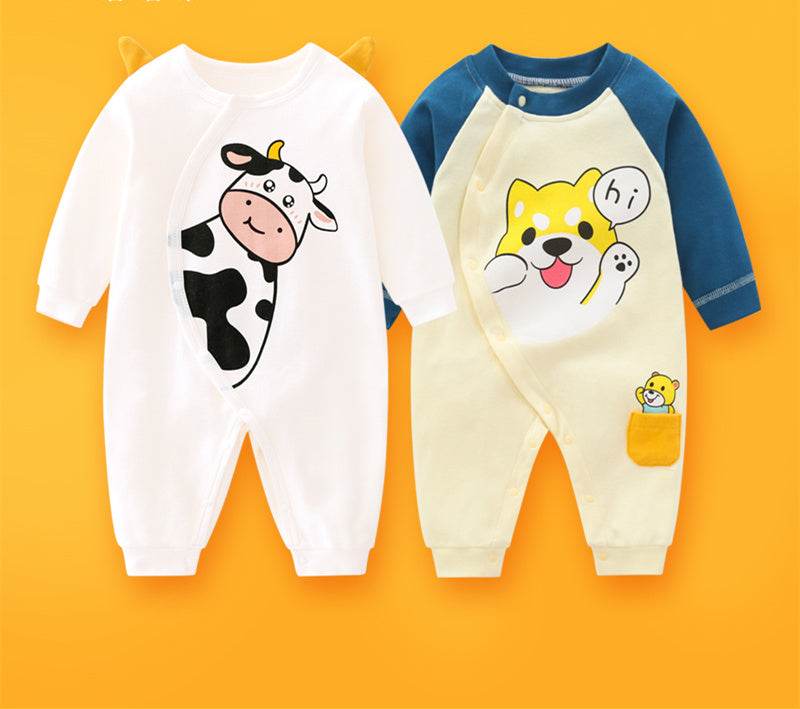2-piece Newborn Baby Summer Baby Romper Long-sleeved Romper Newborn Baby Jumpsuit - Mubimart