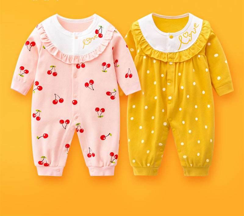 2-piece Newborn Baby Summer Baby Romper Long-sleeved Romper Newborn Baby Jumpsuit - Mubimart