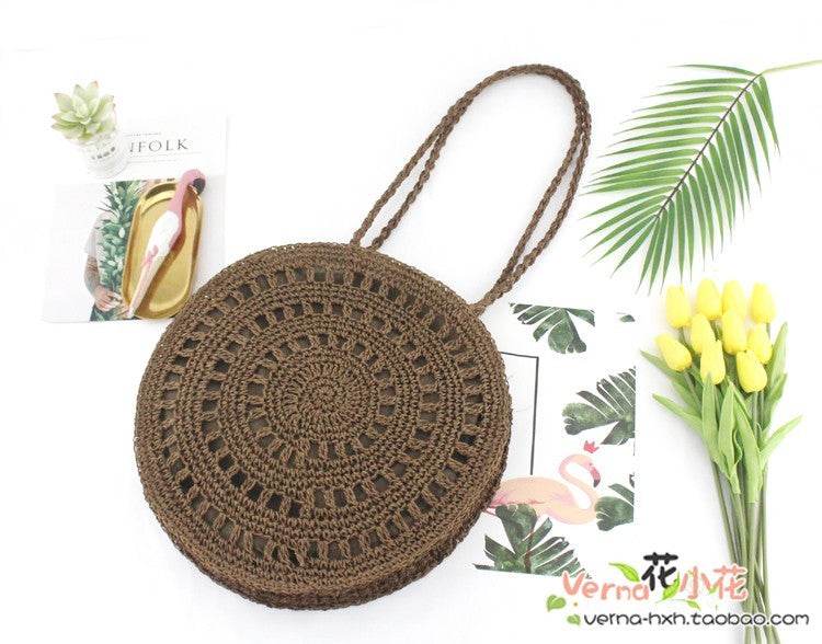 Woven soft beach bag straw bag - Mubimart