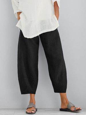 Solid Women's Simple Loose Casual Capris Pants Summer Spring - Mubimart