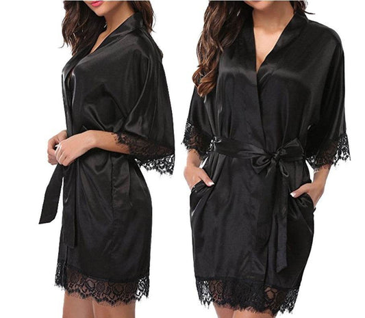 Sexy Faux Ice Silk Plus Size Nightgown - Mubimart