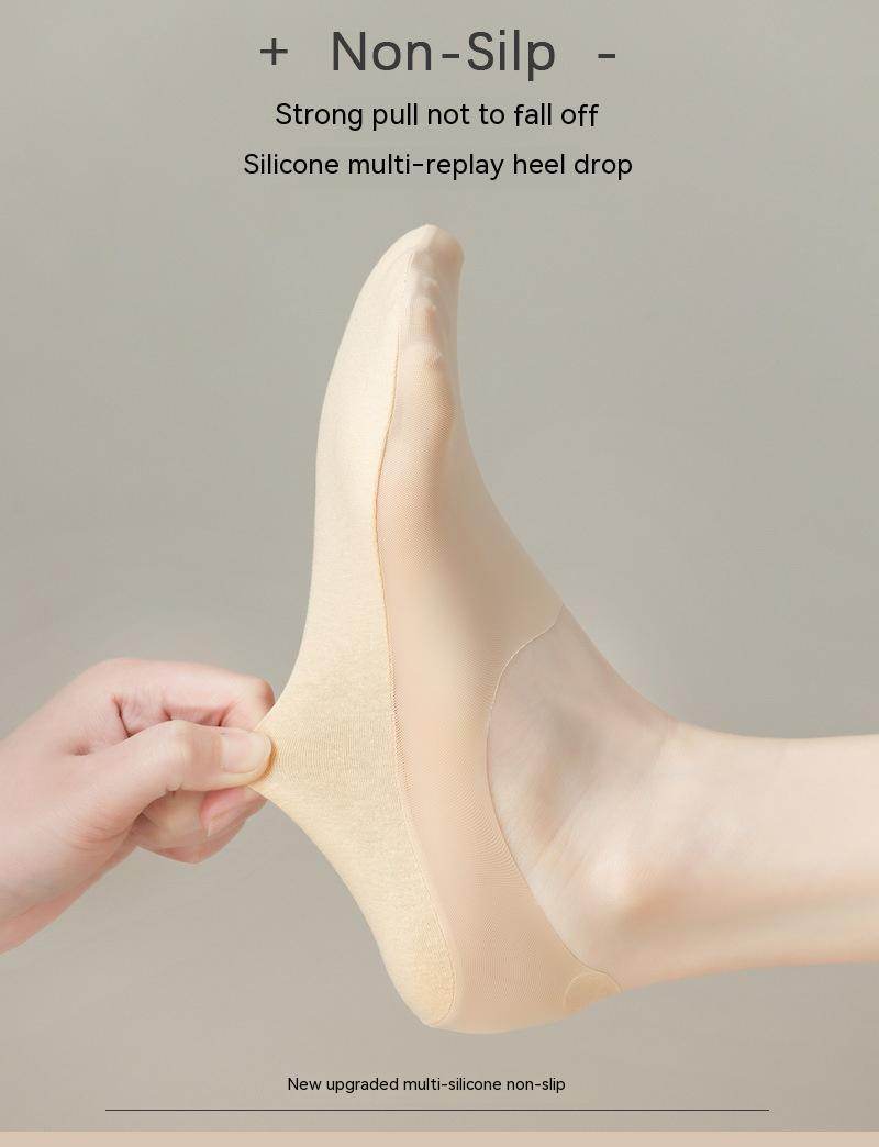 Thin Solid Color Bottom Super Low Cut Invisible Socks - Mubimart
