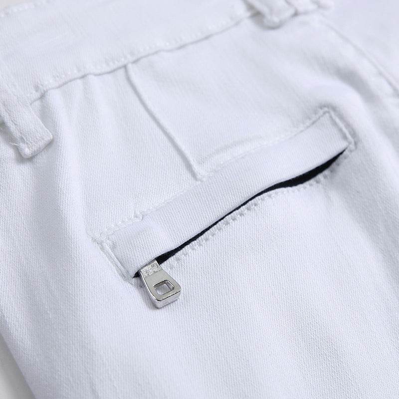 Men's white slim denim shorts - Mubimart
