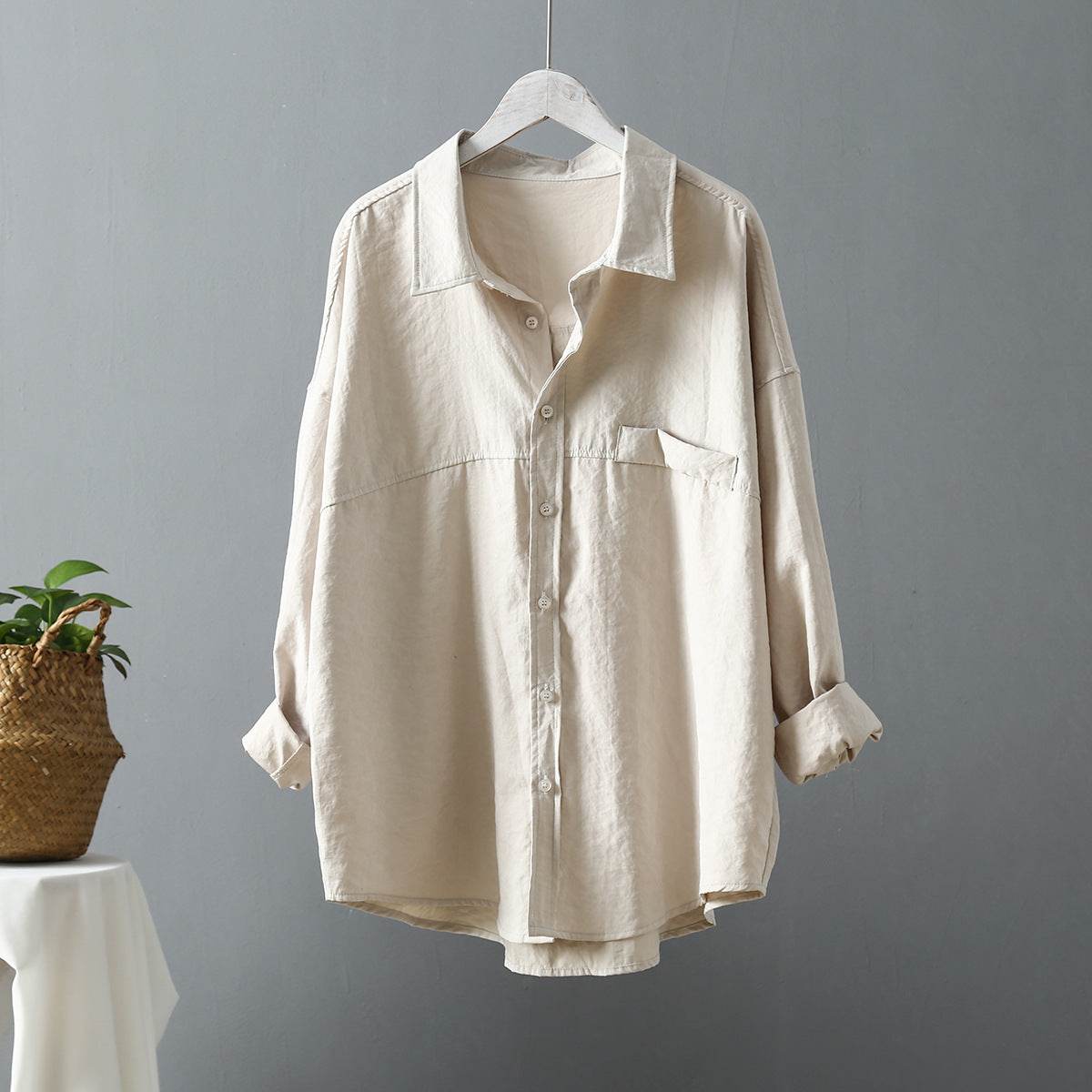 Women's shirt jacket loose Hong Kong style shirt women - Mubimart