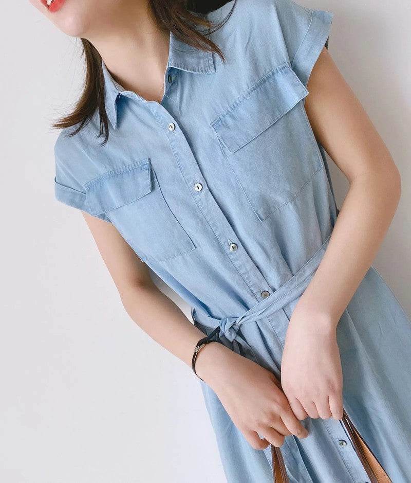 Solid color shirt dress - Mubimart