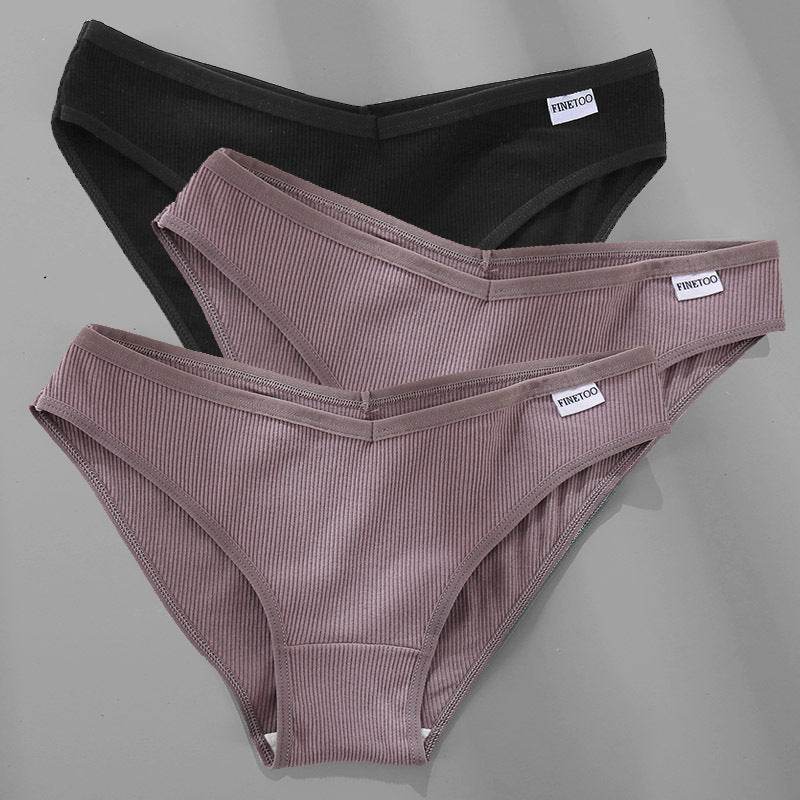 3PCS M-4XL Cotton Panties Female Underwear Sexy Women Briefs - Mubimart