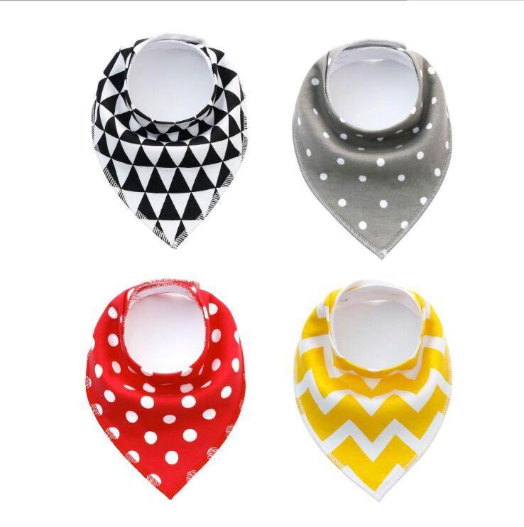 4pcs Lot Bibs Burp Cloth Print Arrow Wave Triangle Baby Bibs Cotton Bandana Accessories - Mubimart