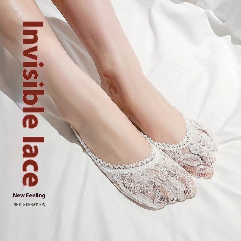 Summer Lace Ankle Thin Low Top Invisible Socks Anti-hook Breathable - Mubimart