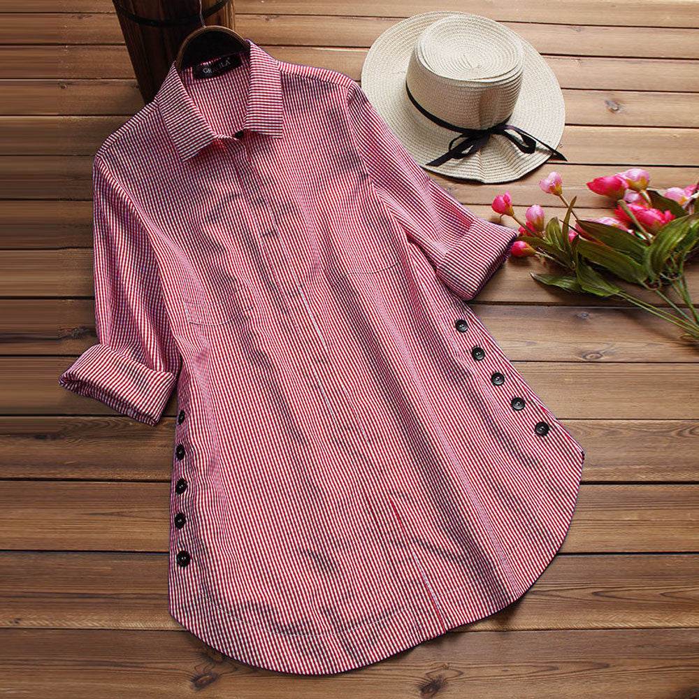 Long-sleeved shirt dress - Mubimart