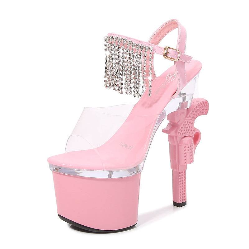 Muffin Sandals Super High Heels Transparent High Heels - Mubimart