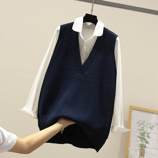 Knitted vest sweater vest - Mubimart